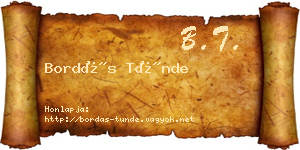 Bordás Tünde névjegykártya
